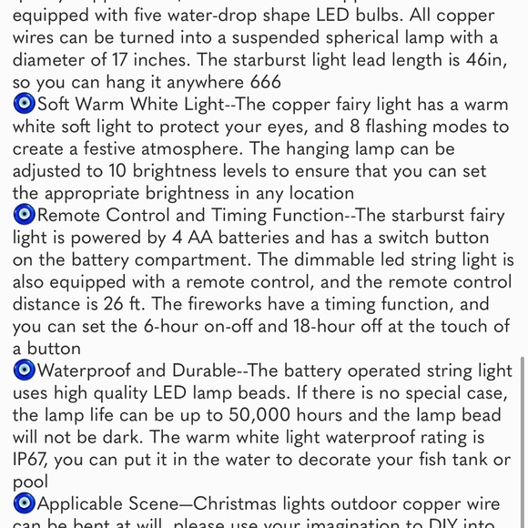 Hanging Decorative Lights,200Led Firework Lights Battery Powered,Tent Chandelier - Picture 6 of 7